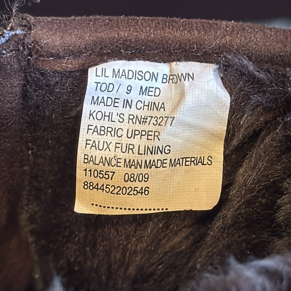 Sonoma life & style lil Madison brown faux fur lined boots booties toddler 9 - Picture 9 of 10